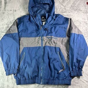 Vintage Head 90s Pattern Blue Gray Windbreaker Jacket‎ Mens Medium